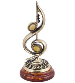 Народные промыслы AM-4033 Фигурка «Мелодия» (латунь, янтарь)