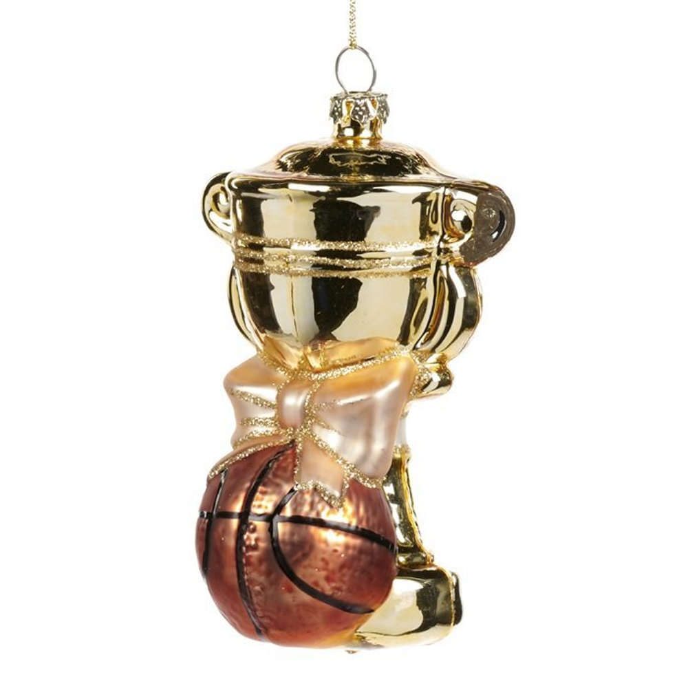 Елочный шарик Спортивный кубок с мячом 10см Goodwill M&G золотой