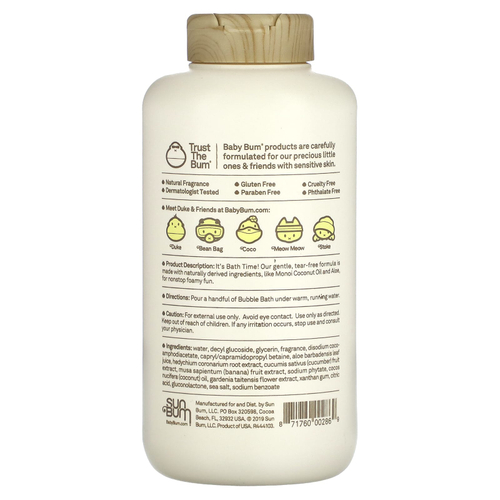 Sun Bum, Для детей, пена для ванн, зеленый кокос, 355 мл (12 жидк. унц.)