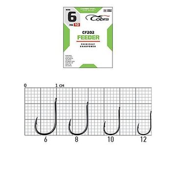 Крючки Cobra FEEDER CF202  №6, 10 шт.