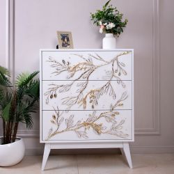 Комод Oliva Branch (Олива Бранч) с 3 ящиками Айс Мраморное Золото