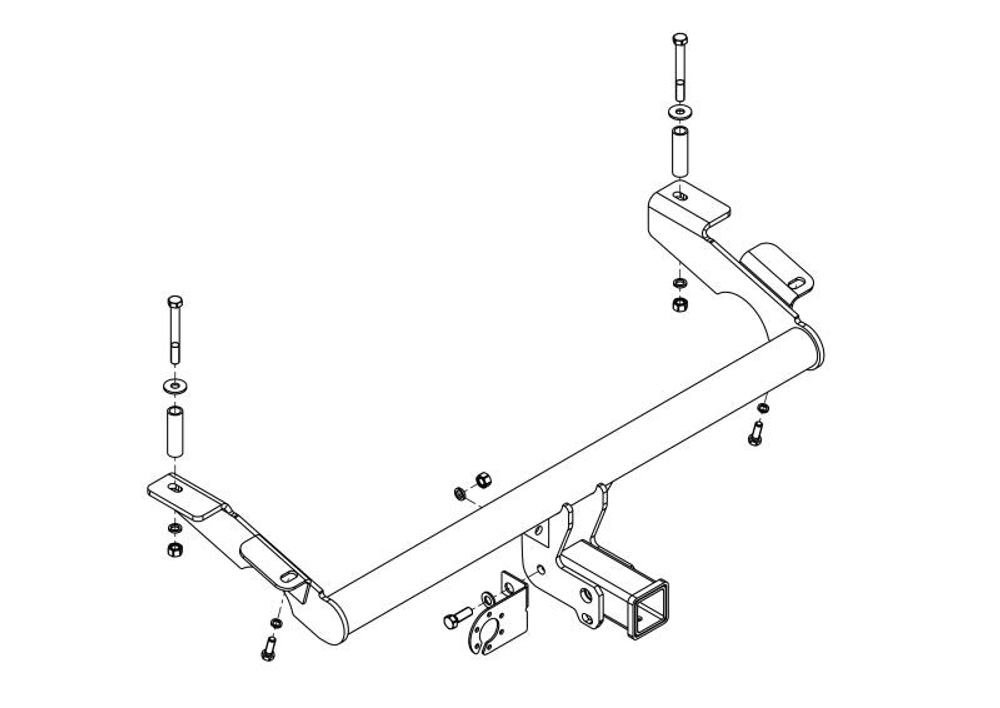 Фаркоп на Lada 4x4, 2121, 21213, 21214, 2131 1977-. Необходима подрезка бампера. Тип шара: E. Нагрузки: 800/75 кг (без электрики в комплекте), VAZ-71