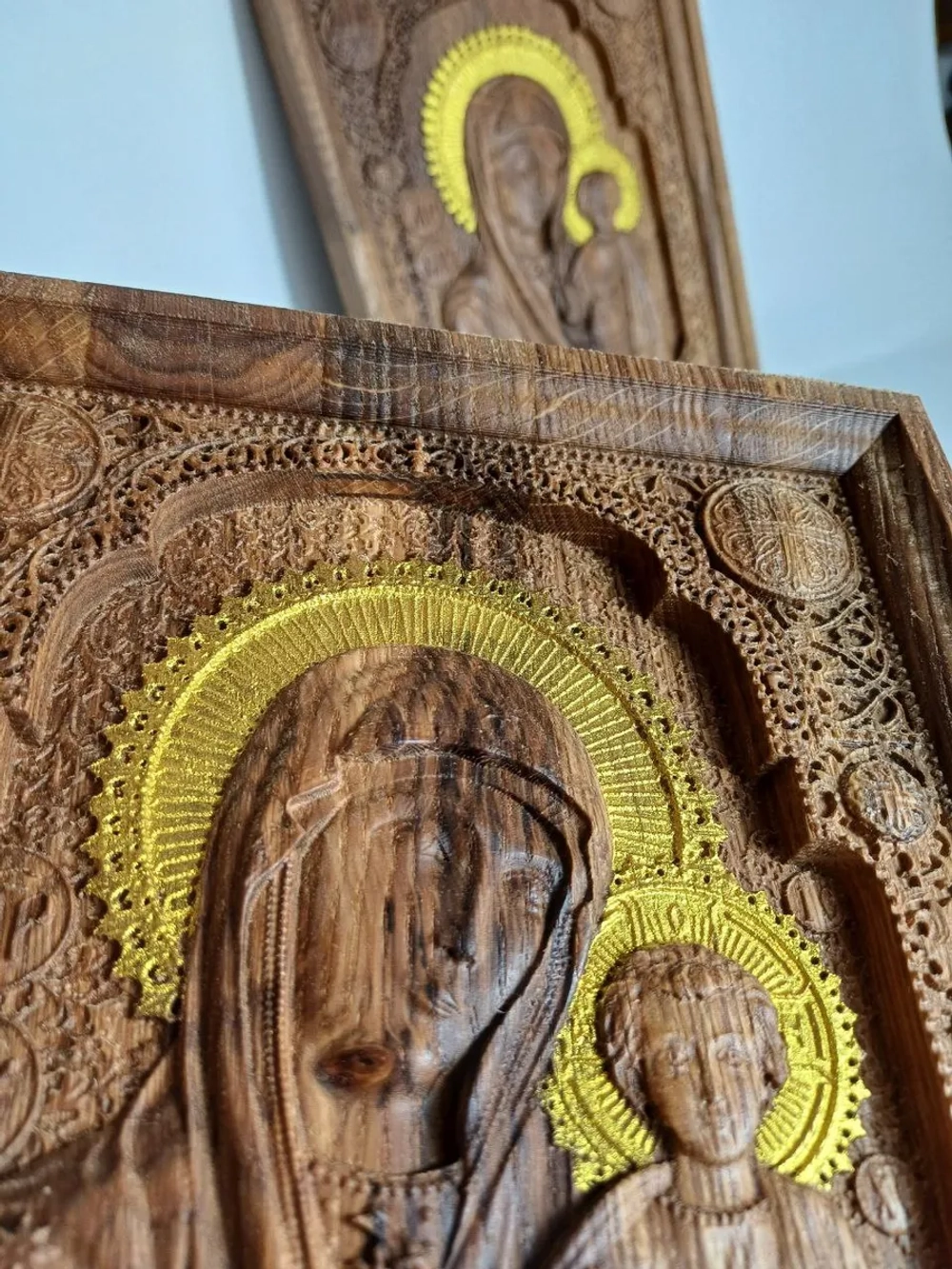 Освященная Икона Казанской Божией Матери 19x22.5см дуб -КПб