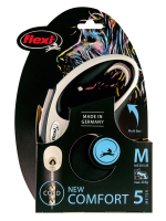 Поводок-рулетка Flexi New Comfort M. Трос 5 м. для собак до 20 кг. Черный