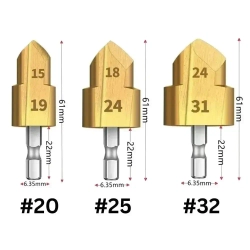 Универсальный набор ступенчатых сверл 3 шт. (15-19/18-24/24-31 мм) для легкого сверления, расширения и обработки труб PPR, ПВХ, дерева и других материалов