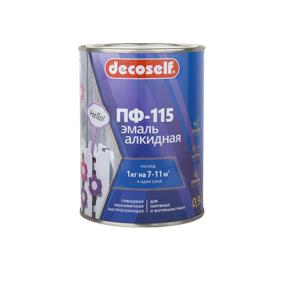 Decoself ПУФАС Эмаль ПФ-115 белый матовый 0,9кг=0,67л