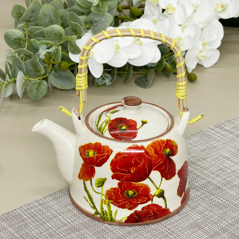 Чайник заварочный керамический 700мл с ситом «Маки»