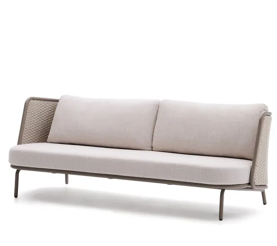 Уличный 3-местный диван Sedalis из алюминия и веревки серого цвета 210 см