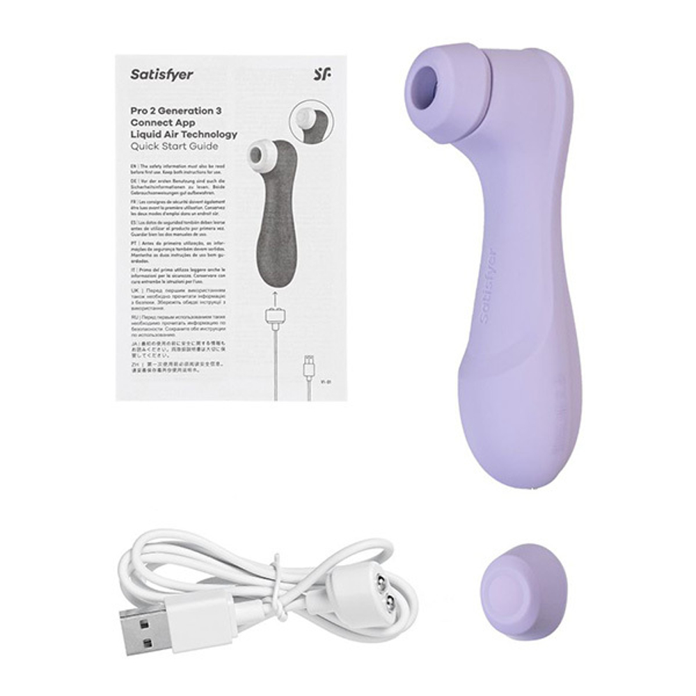 Сиреневый вакуум-волновой клиторальный стимулятор 16,5см Satisfyer Pro 2 Generation 3 with app control