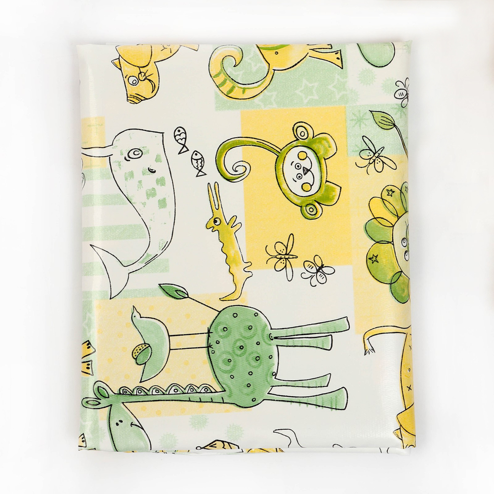 Клеенка детская «Мультики», р-р. 70х100 см., без окантовки, цвет белый/зеленый