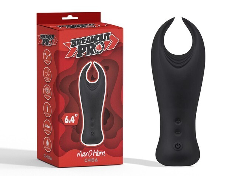 Перезаряжаемый мастурбатор с вибрацией Max O Horn (Цвет: черный)