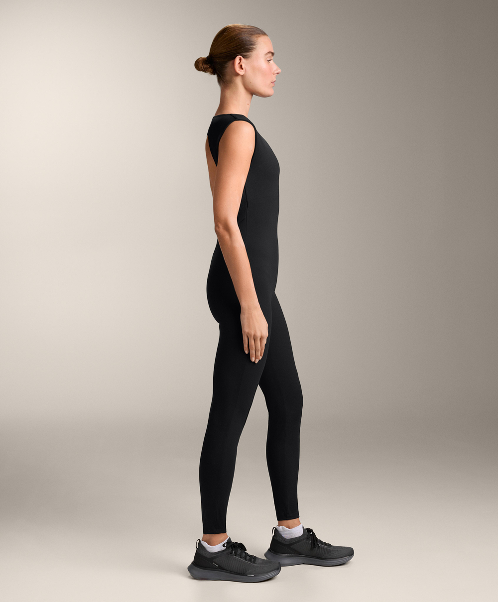 Oysho Длинный комбинезон Comfortlux с вырезом-лодочкой, черный