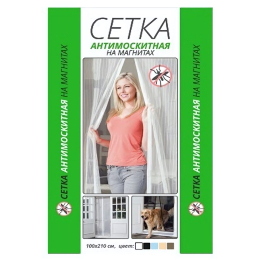 Сетка антимоскитная на магнитах 100*210см цв. Белый (инд. Упаковка)