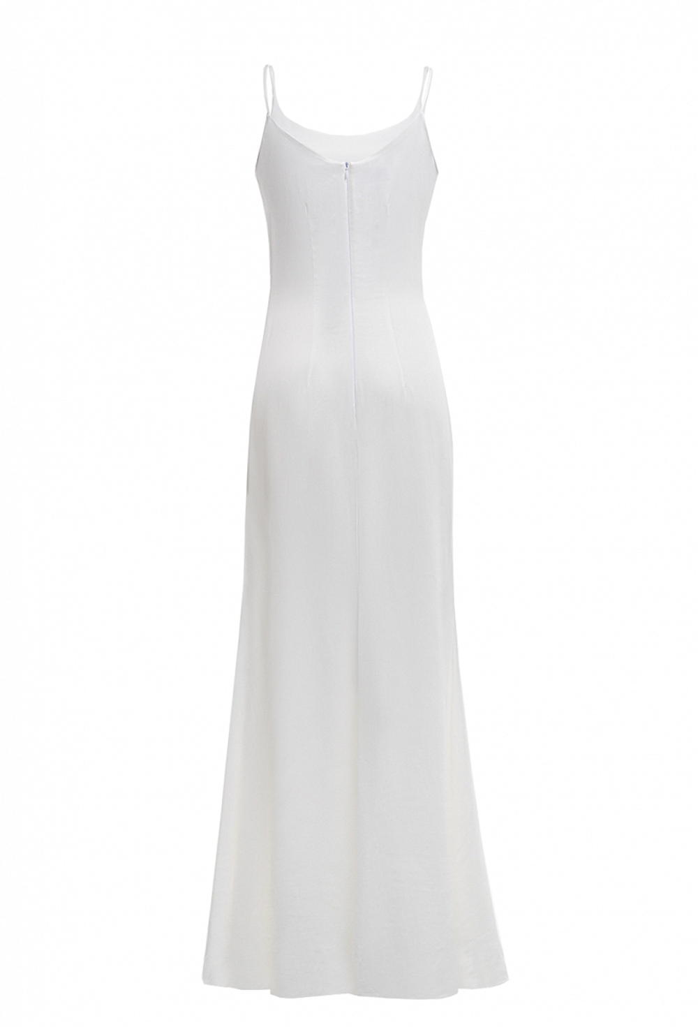Платье в пол на тонких бретелях белое 22-01-24 SS