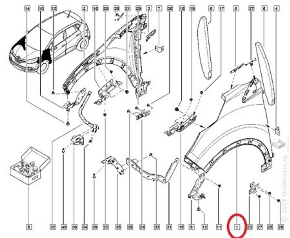 Крыло Renault Kaptur перед. лев. (JORDEN)