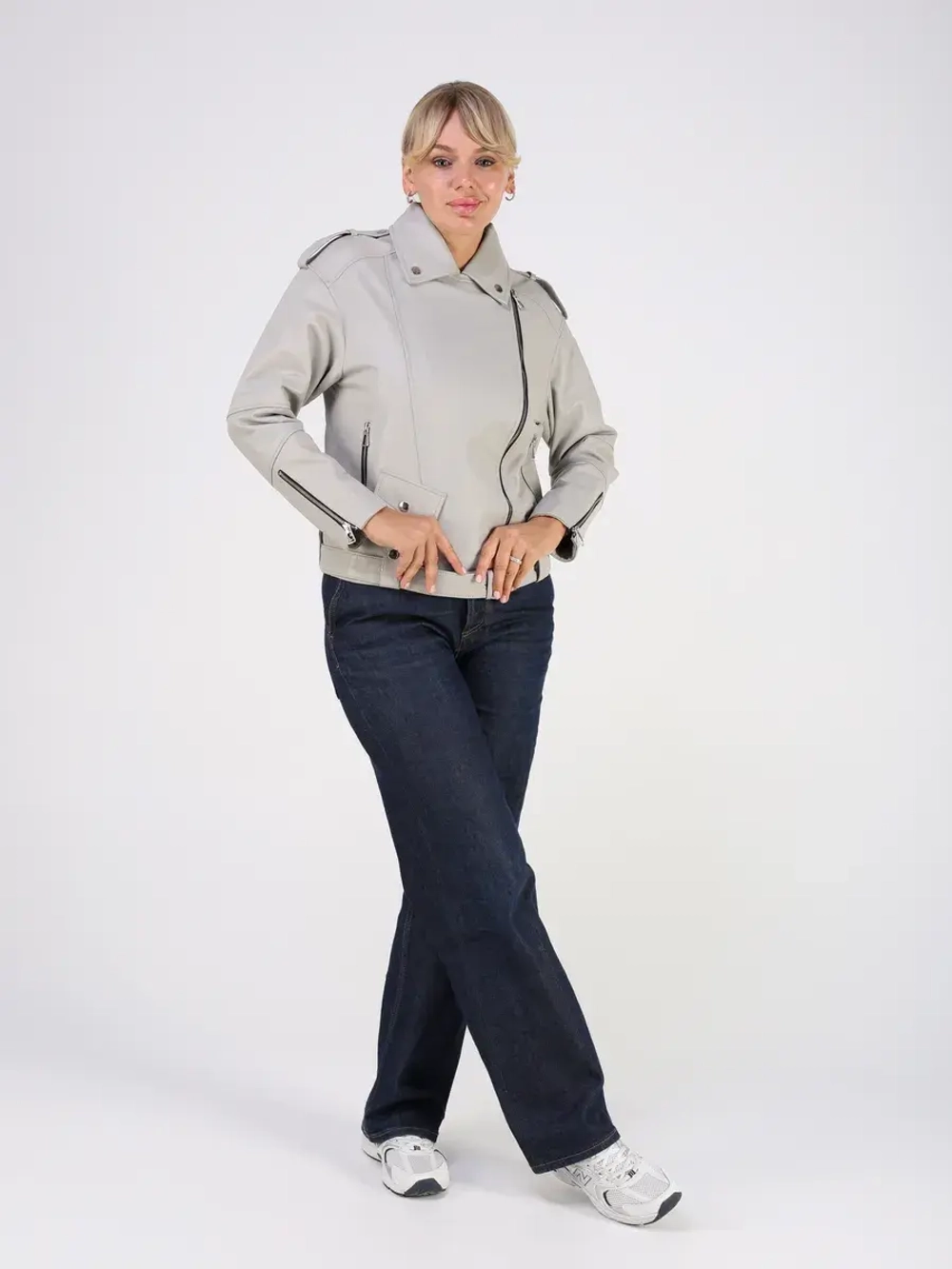 Кожаная куртка демисезонная косуха оверсайз