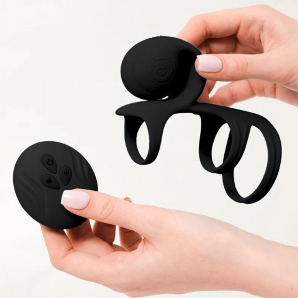 Эрекционное кольцо со стимуляцией для пар SVibe Snail JOVI Arc, черное