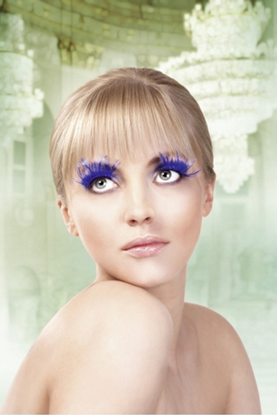 Голубые пушистые ресницы-перья (Цвет: голубой)