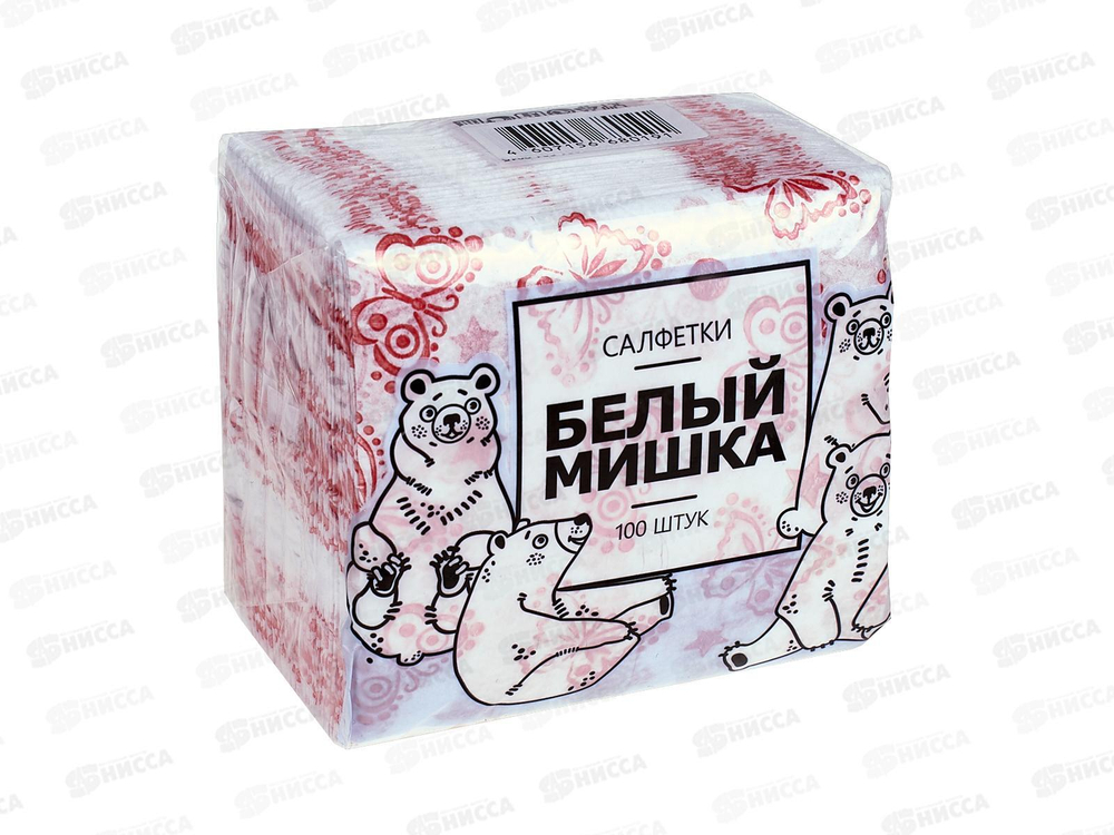 Салфетки ДУЭТ 100шт бабочка красная