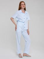Пижама с брюками КБ-014П/белоголубая-полоса