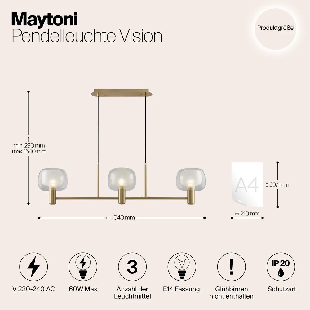 Подвесная люстра Maytoni VISION MOD411PL-03G