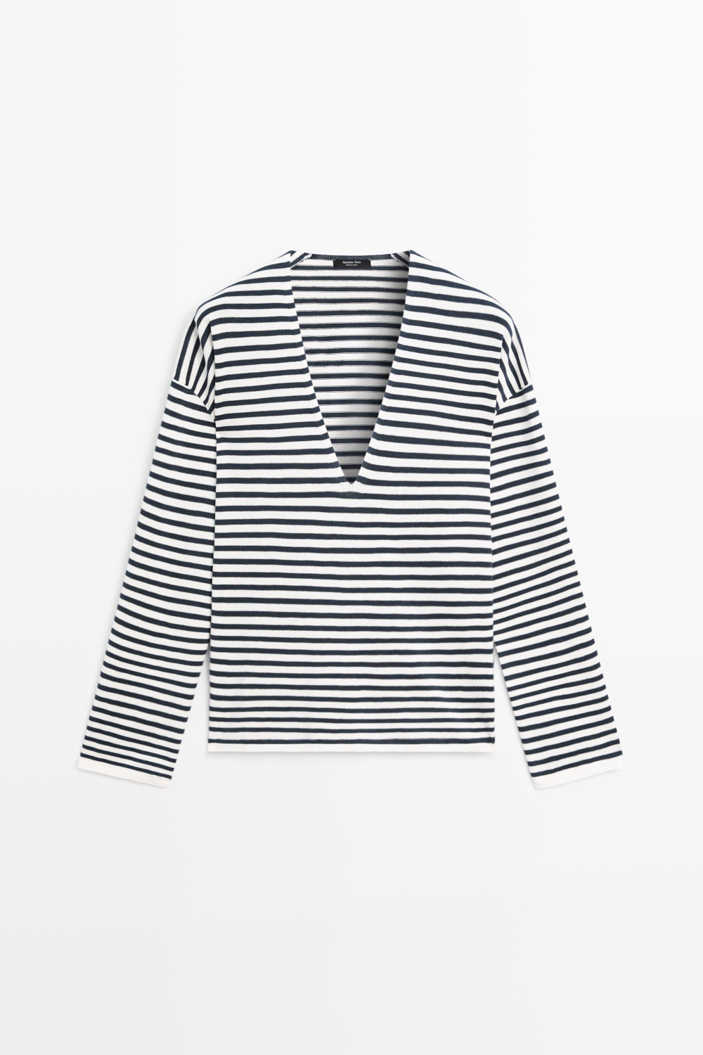 Massimo Dutti свитер с V-образным вырезом, натуральный/кремовый