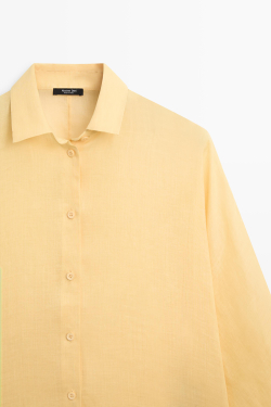 Massimo Dutti Рубашка из 100% рами с драпировкой, желтый