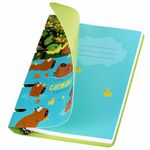 Тетрадь на кольцах А5 160х212 мм, 120 листов, картон, выборочный лак, клетка, BRAUBERG, "Капибары", 404731