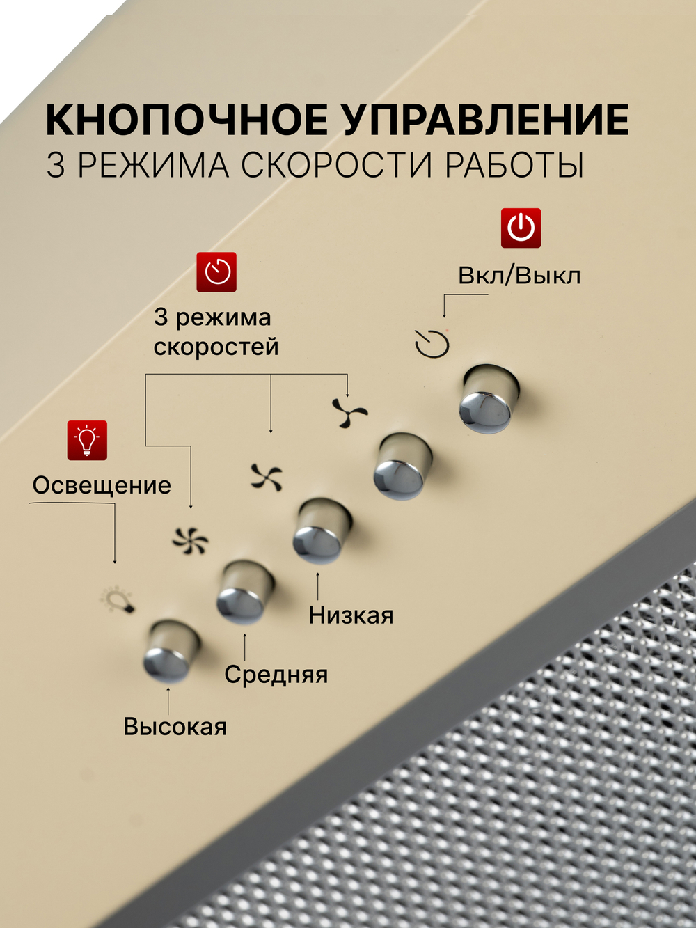 Вытяжка кухонная MACBI B-BOX 60 (IVORY) слоновая кость 1200 м3/ч