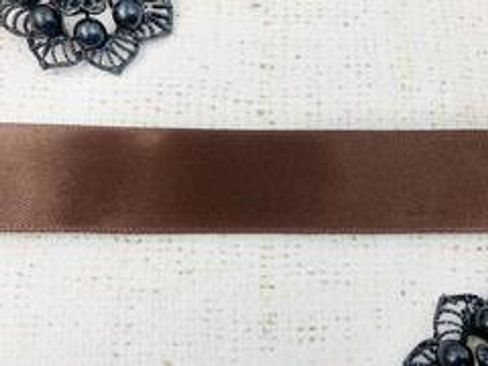 Лента атласная, ш. 4 см,коричневый