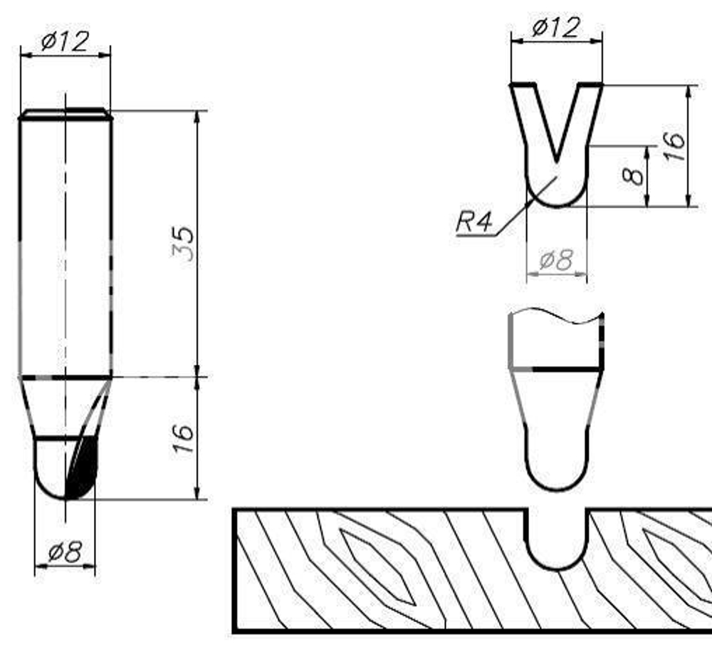 PCD фреза D.8x8x51 S.12