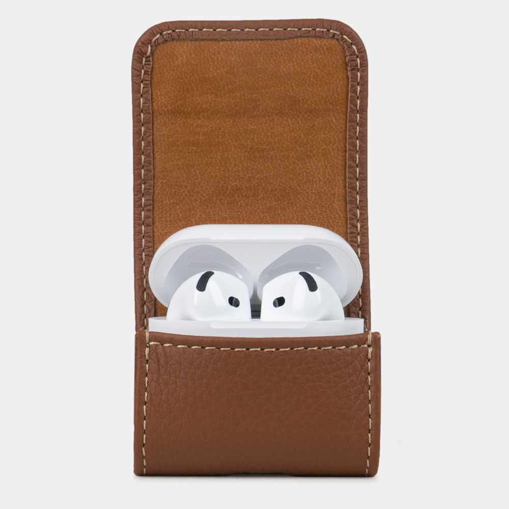 Чехол для наушников AirPods 4 из кожи теленка, цвета карамель