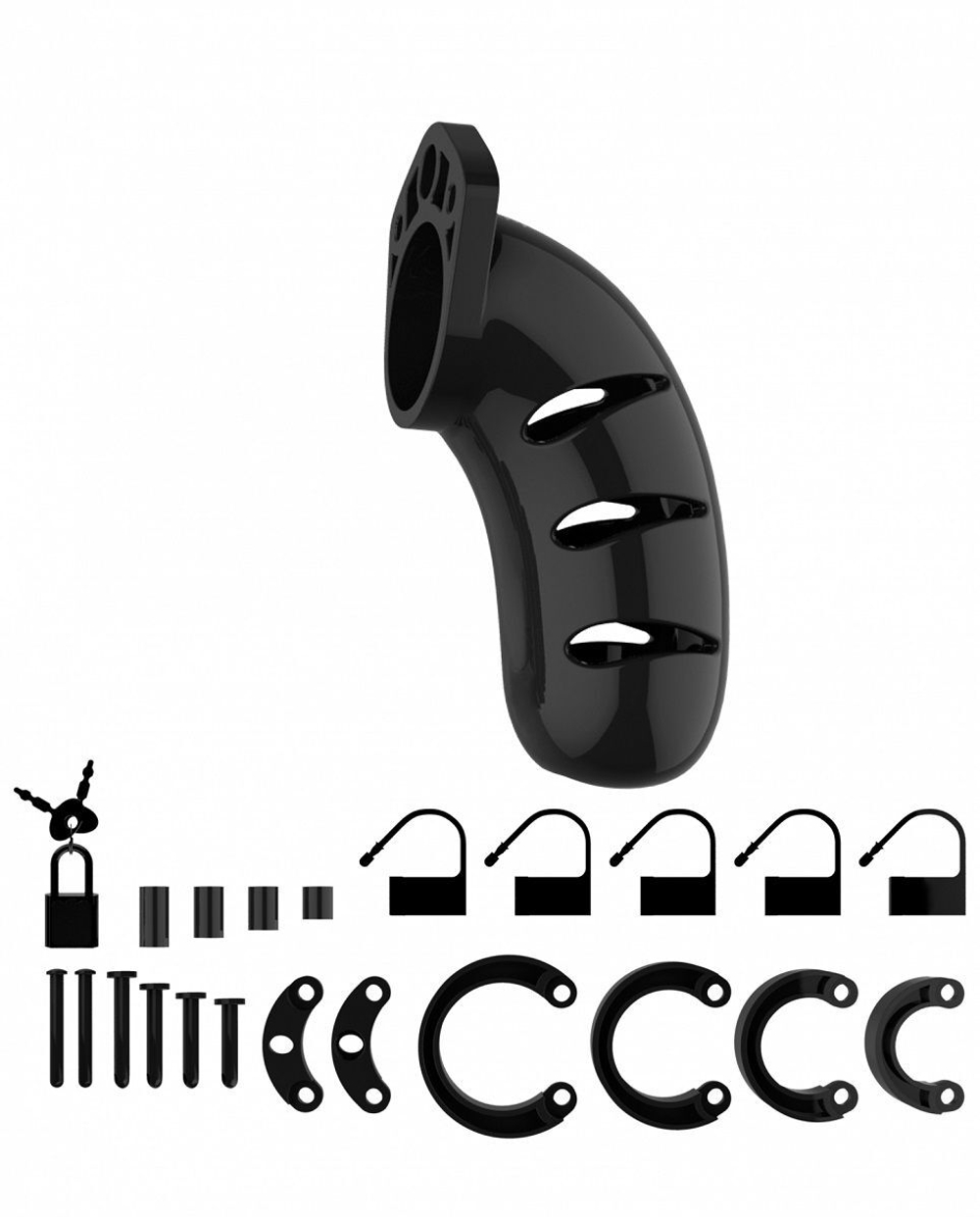 Чёрный мужской пояс верности Model 03 Chastity 4.5 Cock Cage (Цвет: черный)