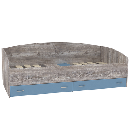 Кровать с выкатными ящиками КарИВи Кадет Бетон Светло-синий, голубой