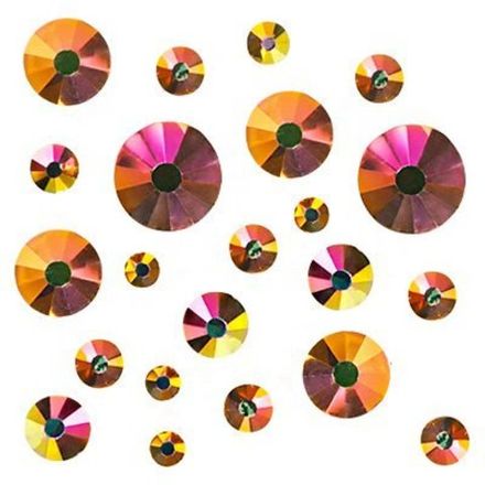 Стразы трехцветные микс размеров в баночке "Topaz Aurora"