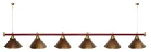 Лампа STARTBILLIARDS 6 пл. (плафоны хром,штанга красная,фурнитура золото)