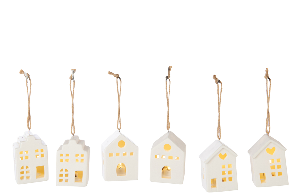 Декор подвесной светодиодный "Домик" в ассортименте 6,5x5x7,5см, наб. 6шт Керамика