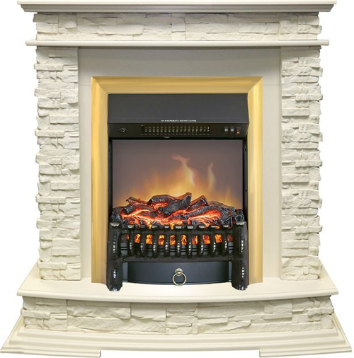 Каминокомплект Luzern - Слоновая кость с очагом Fobos FX M Brass