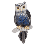 Брошь Сова с Сапфирами и Бриллиантами, Brs0171-1/8