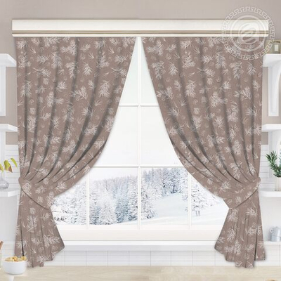 Шторы для кухни с подхватом Шишкин лес Ш.145.180 АРТ ДИЗАЙН 145*180