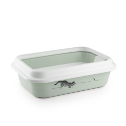 Лоток / туалет ZOOEXPRESS "Мегакис" с сеткой, рамкой и рисунком - 46х34,5х14 см