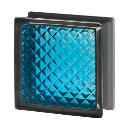 Стеклоблок Vitrablok Инка Черный бриллиант Бирюза 19x19x8