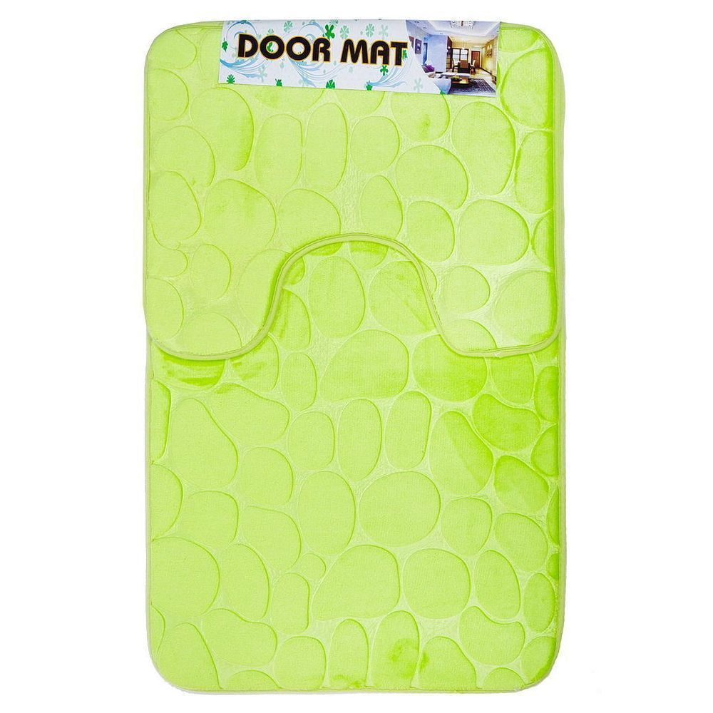 Набор ковриков для ванной и туалета, 2 шт, 0.5х0.8, 0.4х0.5 м, ПЭ, фисташ, Камешки, Y9-036