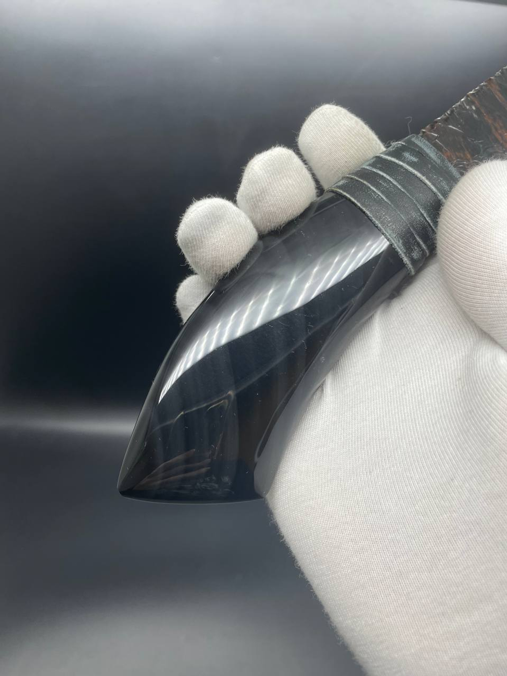 Обсидиановый клинок с рукоятью из обсидиана 22 см