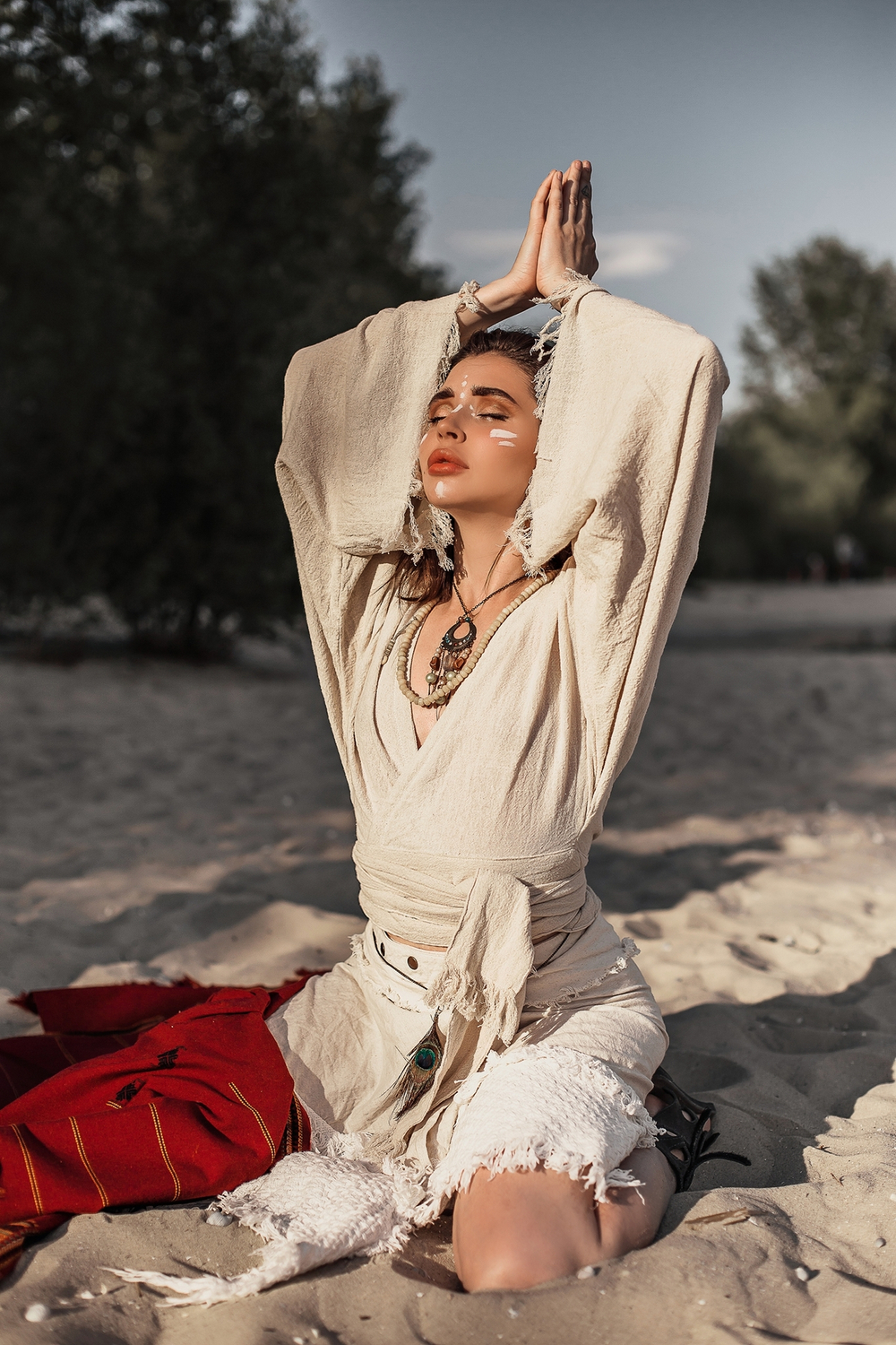 Кимоно-топ с широкими рукавами (бежевый)