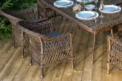 "Амароне" обеденная группа из искусственного ротанга на 6 персон, цвет коричневый