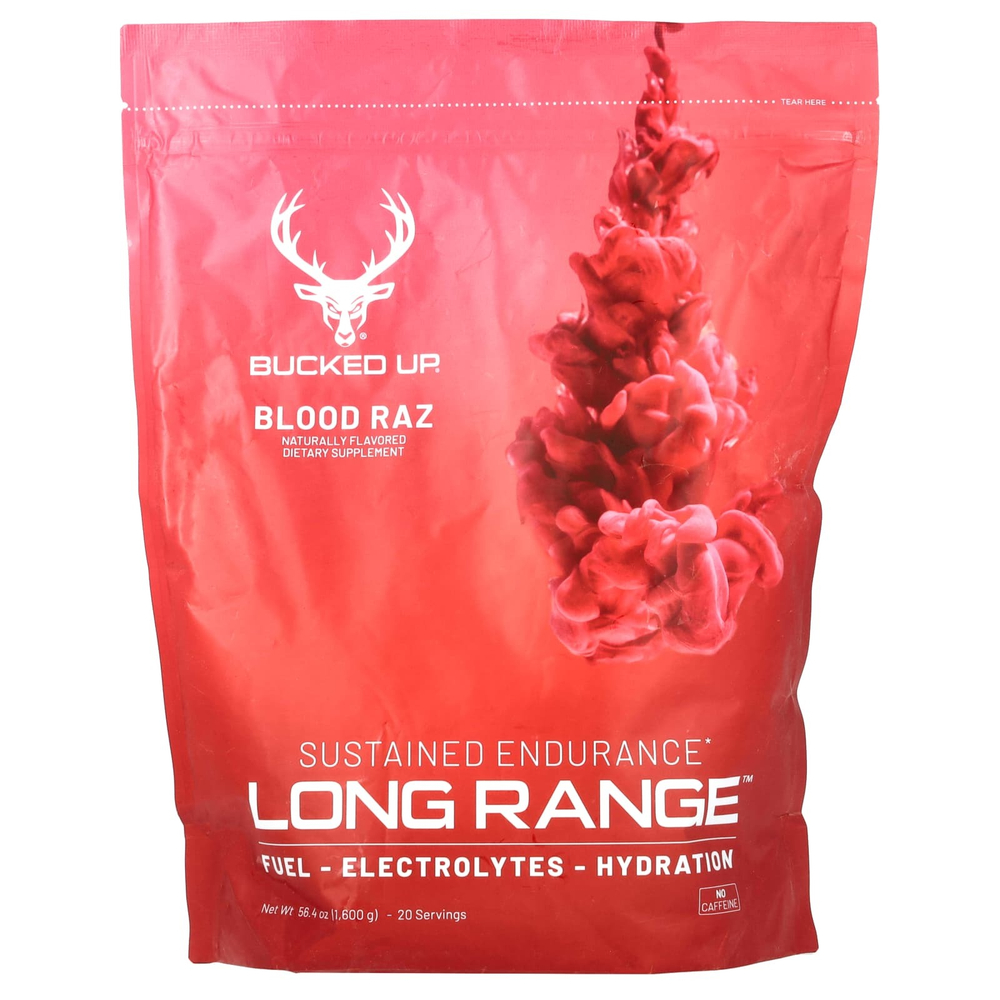 Bucked Up, Long Range, Blood Raz, 1600 г (56,4 унции)
