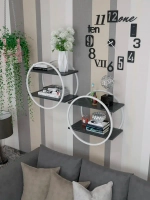 Набор полок круглых настенных бело-черных  - БЧ