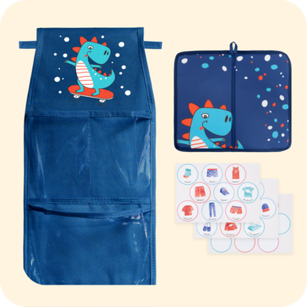 Набор для детского сада: кармашек, коврик, наклейки. Динозавр