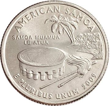 25 центов (1/4 доллара, квотер) 2009 США «Американское Самоа» (P)